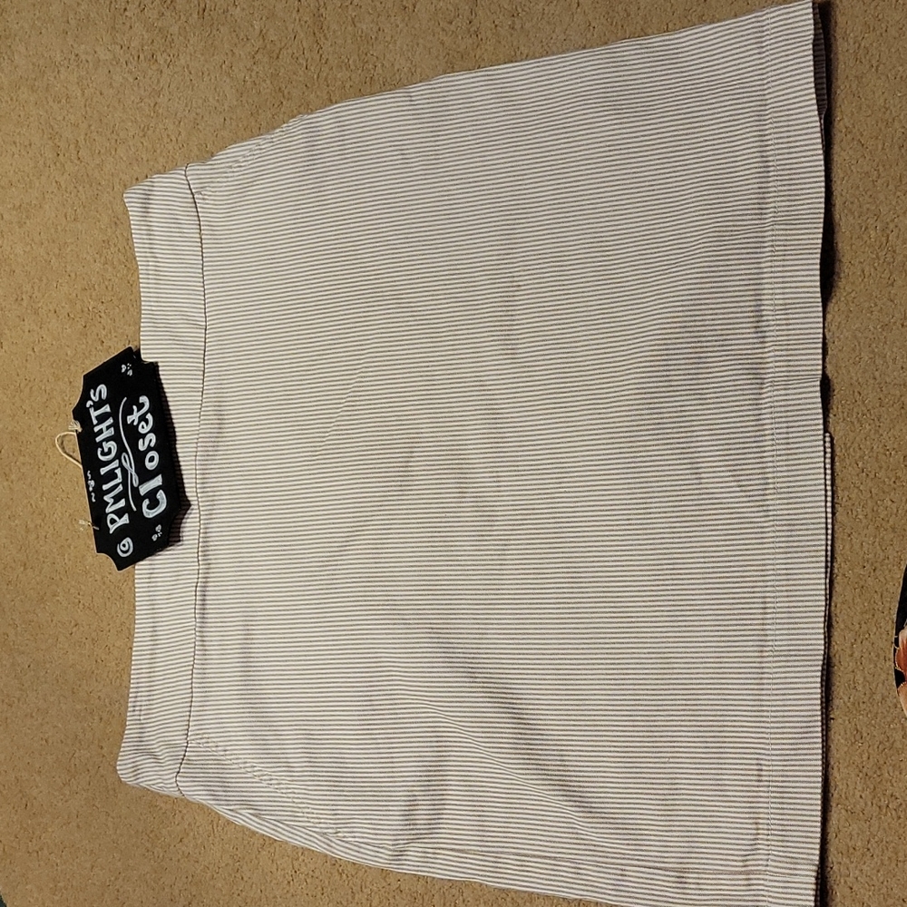 Chadwicks of Boston Striped Skirt 16 Beige and White
